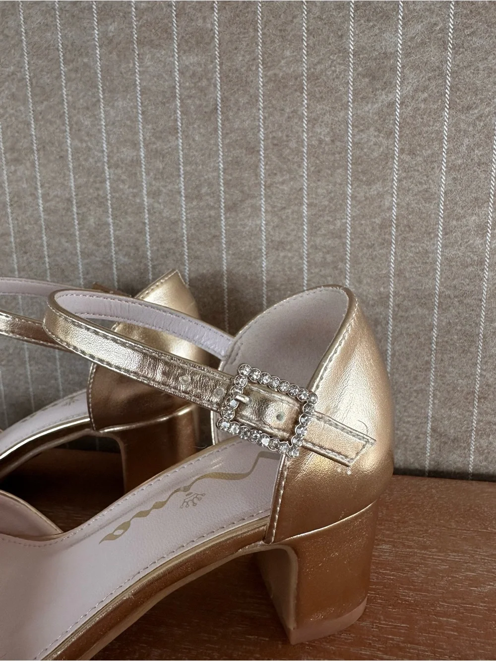 Nina Girls Metallic Gold Ankle-Strap Dress Shoes
